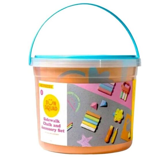 Sidewalk Chalk Bucket & Accessory Set 40 PC Washable Non-toxic Sun Squad Ages 4+ - Picture 7 of 7